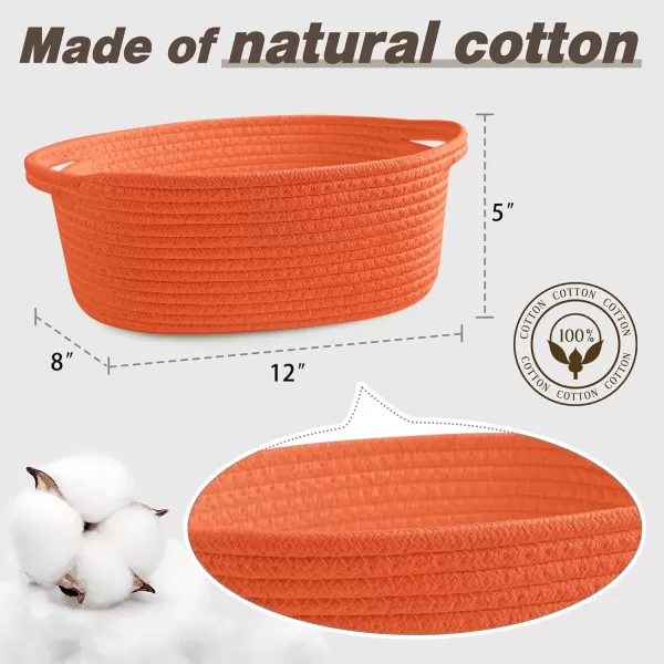 imagePro Goleem Small Woven Basket with Gift Bags and Ribbons Durable Baskets for Gifts Empty Small Rope Basket for Storage 12quotX 8quot X 5quot Baby Toy Basket with Handles GrayOrange