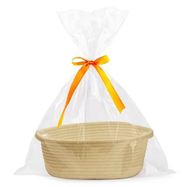 imagePro Goleem Small Woven Basket with Gift Bags and Ribbons Durable Baskets for Gifts Empty Small Rope Basket for Storage 12quotX 8quot X 5quot Baby Toy Basket with Handles Graykhaki