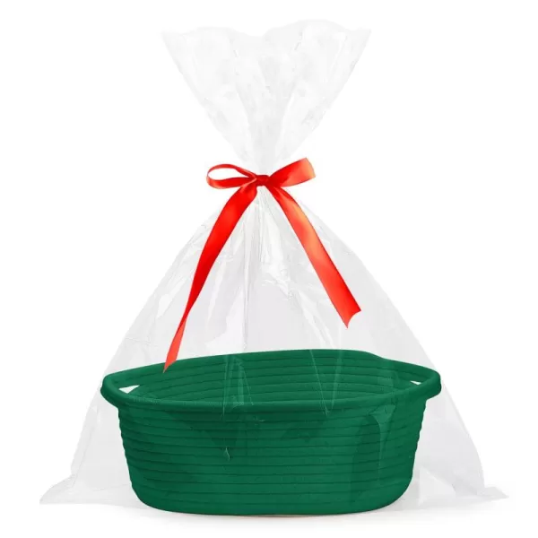 imagePro Goleem Small Woven Basket with Gift Bags and Ribbons Durable Baskets for Gifts Empty Small Rope Basket for Storage 12quotX 8quot X 5quot Baby Toy Basket with Handles Graygreen