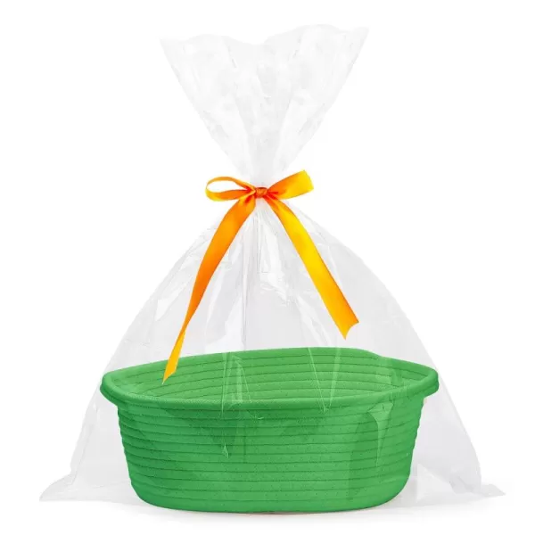 imagePro Goleem Small Woven Basket with Gift Bags and Ribbons Durable Baskets for Gifts Empty Small Rope Basket for Storage 12quotX 8quot X 5quot Baby Toy Basket with Handles Graygrass green