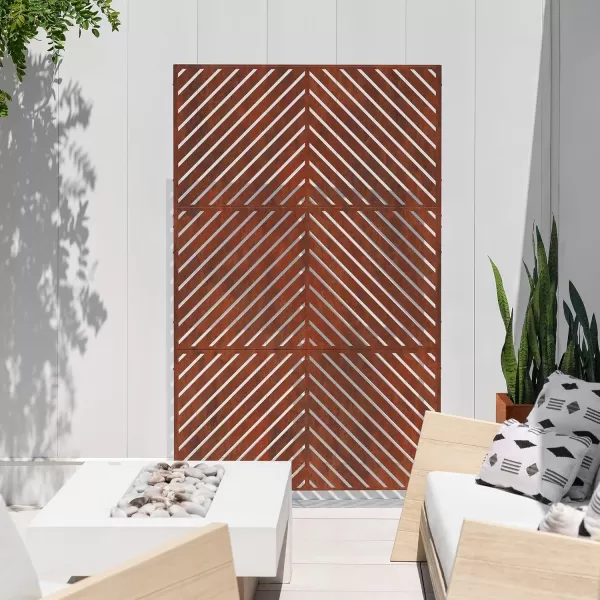 imageVeradek Corten Steel Outdoor Privacy Screen Series  Block Privacy Screen Set wStand 65 Privacy  Made from Durable Materials Easy SetUp  Modern Dcor for Patio Privacy Room Divider FencesArrow