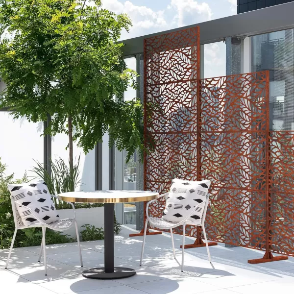 imageVeradek Corten Steel Outdoor Privacy Screen Series  Block Privacy Screen Set wStand 65 Privacy  Made from Durable Materials Easy SetUp  Modern Dcor for Patio Privacy Room Divider FencesFlowleaf