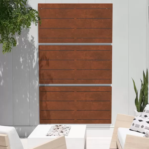 imageVeradek Corten Steel Outdoor Privacy Screen Series  Block Privacy Screen Set wStand 65 Privacy  Made from Durable Materials Easy SetUp  Modern Dcor for Patio Privacy Room Divider FencesLinear