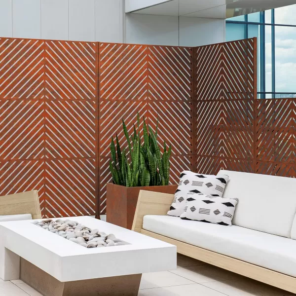 imageVeradek Corten Steel Outdoor Privacy Screen Series  Block Privacy Screen Set wStand 65 Privacy  Made from Durable Materials Easy SetUp  Modern Dcor for Patio Privacy Room Divider FencesArrow