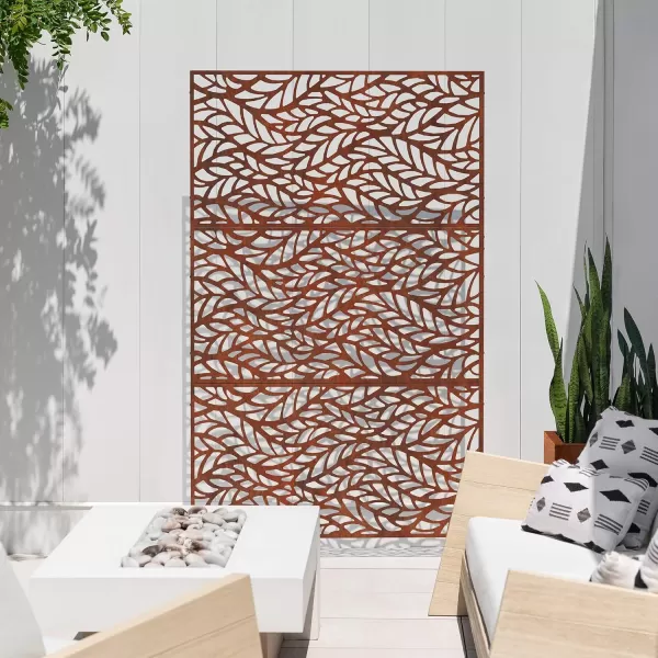 imageVeradek Corten Steel Outdoor Privacy Screen Series  Block Privacy Screen Set wStand 65 Privacy  Made from Durable Materials Easy SetUp  Modern Dcor for Patio Privacy Room Divider FencesFlowleaf