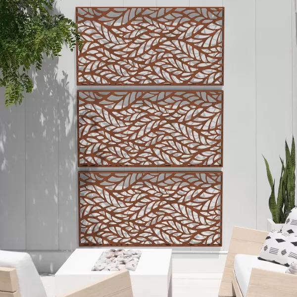 imageVeradek Corten Steel Outdoor Privacy Screen Series  Block Privacy Screen Set wStand 65 Privacy  Made from Durable Materials Easy SetUp  Modern Dcor for Patio Privacy Room Divider FencesFlowleaf