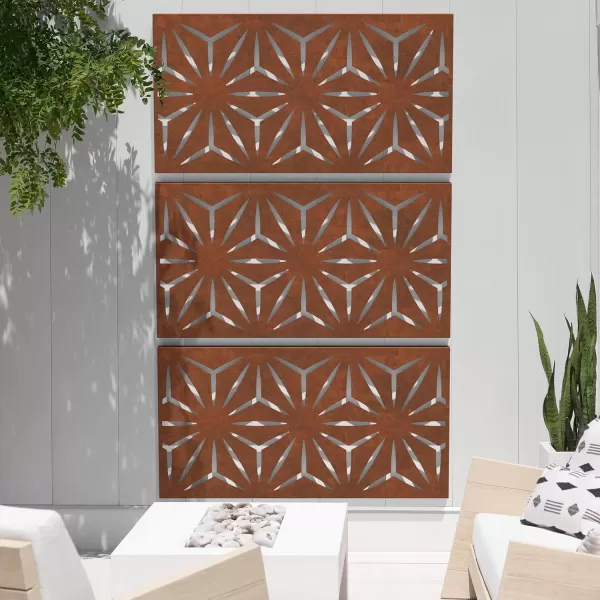 imageVeradek Corten Steel Outdoor Privacy Screen Series  Block Privacy Screen Set wStand 65 Privacy  Made from Durable Materials Easy SetUp  Modern Dcor for Patio Privacy Room Divider FencesStar