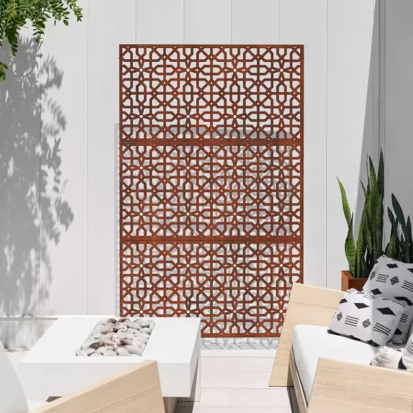 imageVeradek Corten Steel Outdoor Privacy Screen Series  Block Privacy Screen Set wStand 65 Privacy  Made from Durable Materials Easy SetUp  Modern Dcor for Patio Privacy Room Divider FencesParilla