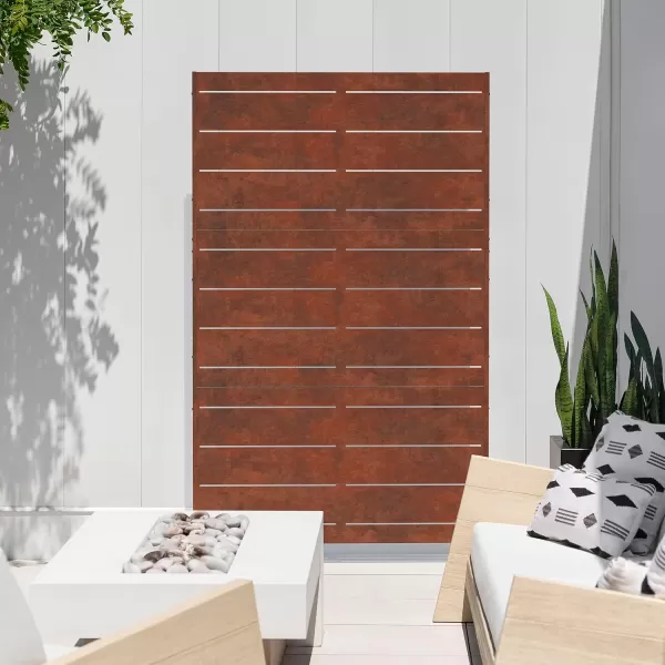 imageVeradek Corten Steel Outdoor Privacy Screen Series  Block Privacy Screen Set wStand 65 Privacy  Made from Durable Materials Easy SetUp  Modern Dcor for Patio Privacy Room Divider FencesLinear