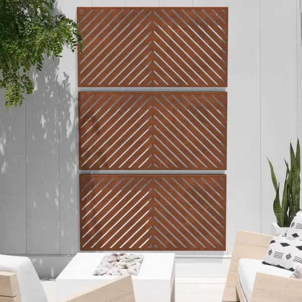 imageVeradek Corten Steel Outdoor Privacy Screen Series  Block Privacy Screen Set wStand 65 Privacy  Made from Durable Materials Easy SetUp  Modern Dcor for Patio Privacy Room Divider FencesArrow