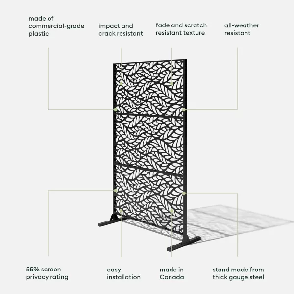 imageVeradek Outdoor Privacy Screen Series  Flowleaf Privacy Screen Panel 55 Privacy  Made from Durable WeatherResistant Plastic  Modern Dcor for Patios Privacy Walls FencesFlowleaf