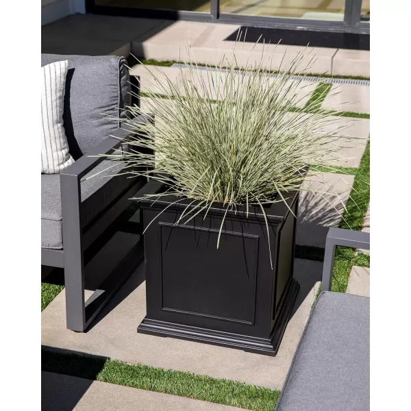 imageVeradek Brixton Series Cube Plastic Planter  Square Planter for Indoor or Outdoor PatioFront Porch  Durable AllWeather Use wDrainage Holes  Classic Estate Design for Flowers Tall Plants TreesBlack