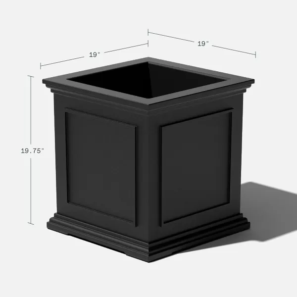 imageVeradek Brixton Series Cube Plastic Planter  Square Planter for Indoor or Outdoor PatioFront Porch  Durable AllWeather Use wDrainage Holes  Classic Estate Design for Flowers Tall Plants TreesBlack