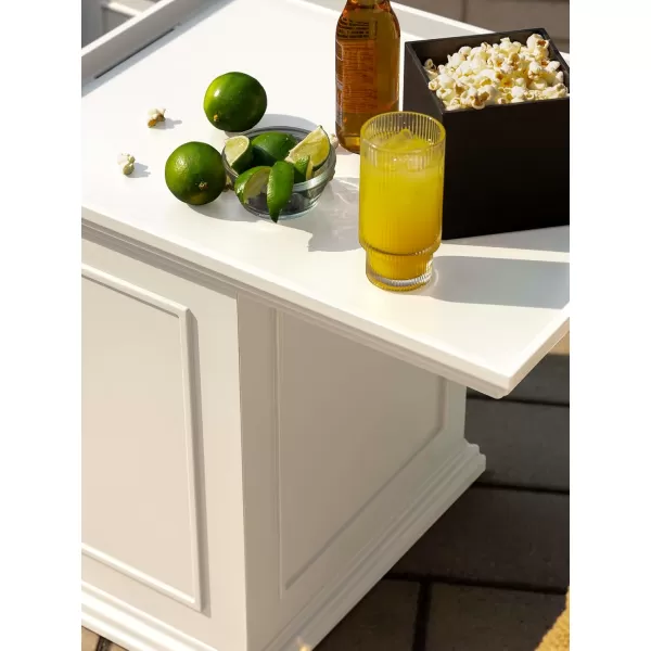 imageVeradek Brixton Tray Table  2in1 Outdoor Side Table with Storage and Tray for PatioPorch  Durable AllWeather Resistant  Classic ampamp FunctionalWhite