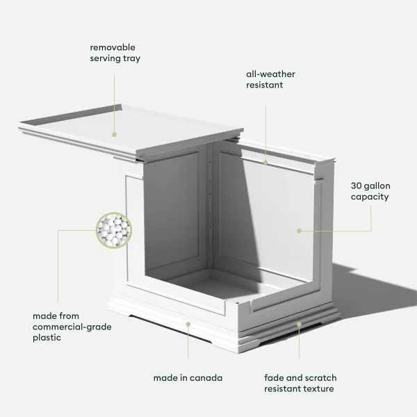 imageVeradek Brixton Tray Table  2in1 Outdoor Side Table with Storage and Tray for PatioPorch  Durable AllWeather Resistant  Classic ampamp FunctionalWhite