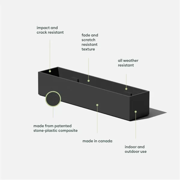 imageVeradek Forma Series Trough Plastic Planter 32 L x 35 W x 3 H in White 2 PackBlack