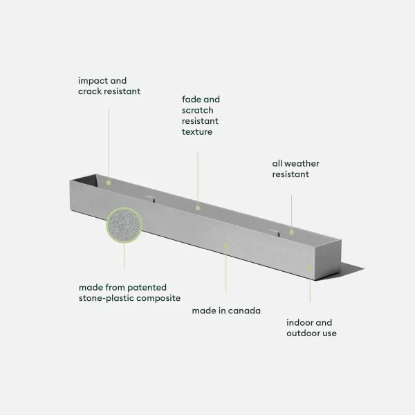 imageVeradek Forma Series Trough Plastic Planter 32 L x 35 W x 3 H in White 2 PackGray