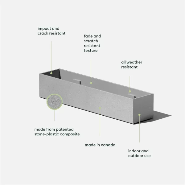 imageVeradek Forma Series Trough Plastic Planter 32 L x 35 W x 3 H in White 2 PackGray
