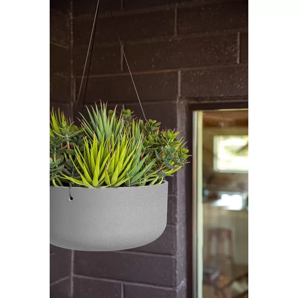 imageVeradek Mason Series Hanging Kona Bowl Planter  Round Planter for Outdoor BalconyPatio  Made from Plastic ampamp Concrete with Hanging Attachment  Modern Dcor for Flowers Succulents Small PlantsGray