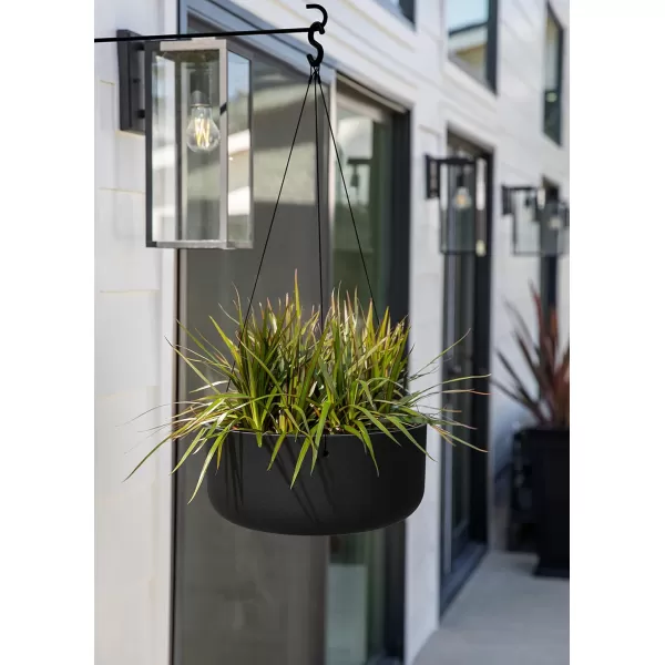 imageVeradek Mason Series Hanging Kona Bowl Planter  Round Planter for Outdoor BalconyPatio  Made from Plastic ampamp Concrete with Hanging Attachment  Modern Dcor for Flowers Succulents Small PlantsBlack