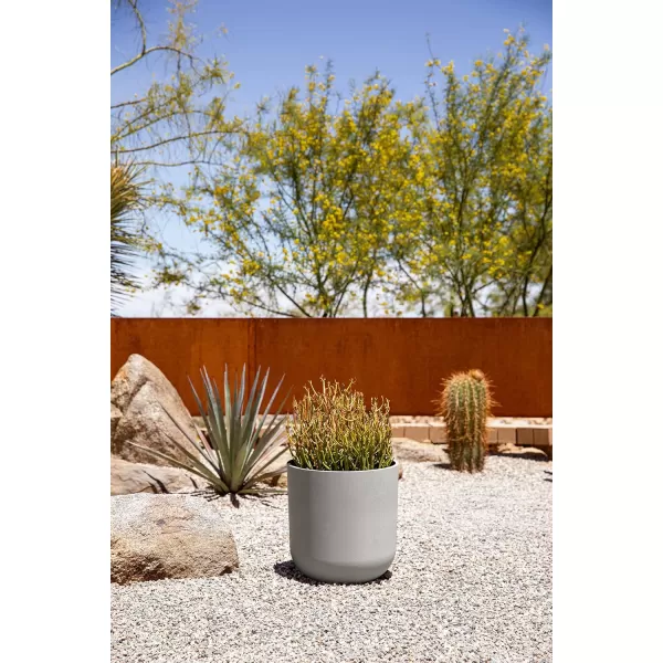 imageVeradek Mason Series Lima Planter  Set of 3 Round Planters for Indoor or Outdoor GardenPatio  Made from Plastic ampamp Concrete with Drainage Holes  Modern Dcor for Succulents Flowers Small PlantsGray