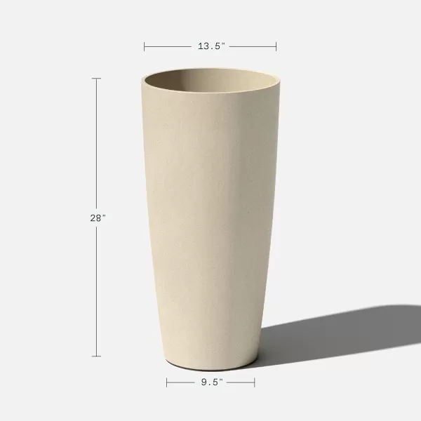 imageVeradek Mason Series Vega Planter  Round Tall Planter for Indoor or Outdoor PorchPatio  Made from Plastic ampamp Concrete with Drainage Holes  Modern Dcor for Flowers Interior PlantsSand