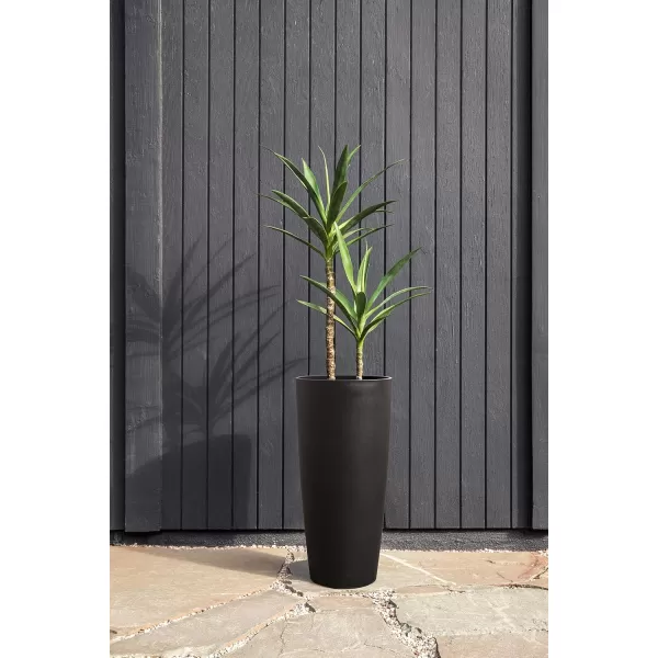 imageVeradek Mason Series Vega Planter  Round Tall Planter for Indoor or Outdoor PorchPatio  Made from Plastic ampamp Concrete with Drainage Holes  Modern Dcor for Flowers Interior PlantsBlack