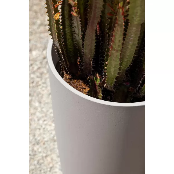 imageVeradek Mason Series Vega Planter  Round Tall Planter for Indoor or Outdoor PorchPatio  Made from Plastic ampamp Concrete with Drainage Holes  Modern Dcor for Flowers Interior PlantsWhite