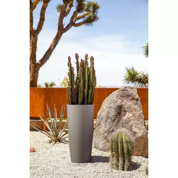 imageVeradek Mason Series Vega Planter  Round Tall Planter for Indoor or Outdoor PorchPatio  Made from Plastic ampamp Concrete with Drainage Holes  Modern Dcor for Flowers Interior PlantsGray