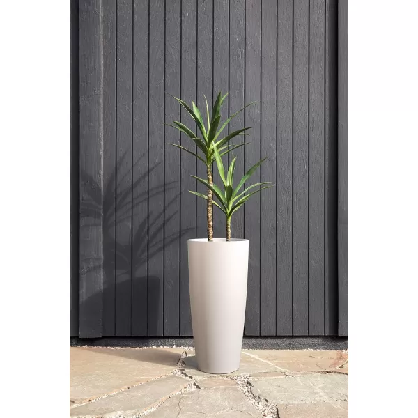 imageVeradek Mason Series Vega Planter  Round Tall Planter for Indoor or Outdoor PorchPatio  Made from Plastic ampamp Concrete with Drainage Holes  Modern Dcor for Flowers Interior PlantsWhite