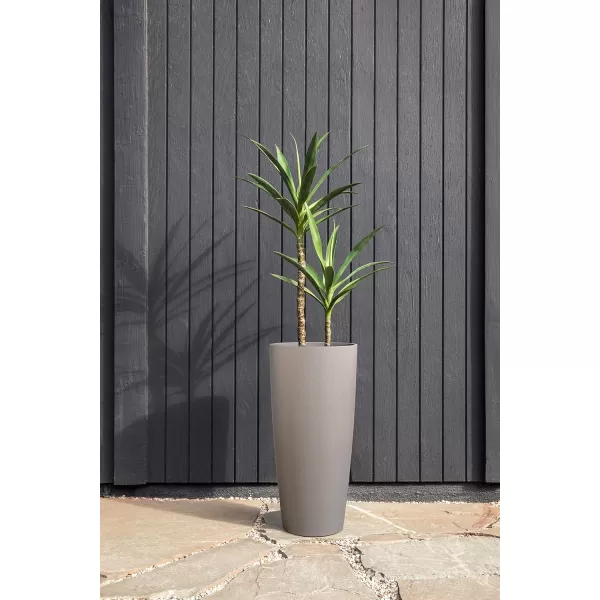 imageVeradek Mason Series Vega Planter  Round Tall Planter for Indoor or Outdoor PorchPatio  Made from Plastic ampamp Concrete with Drainage Holes  Modern Dcor for Flowers Interior PlantsGray