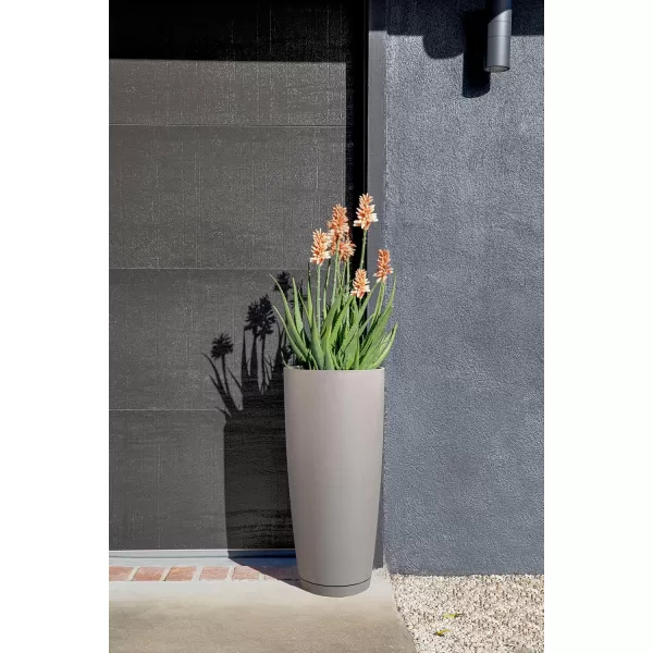 imageVeradek Mason Series Vega Planter  Round Tall Planter for Indoor or Outdoor PorchPatio  Made from Plastic ampamp Concrete with Drainage Holes  Modern Dcor for Flowers Interior PlantsGray