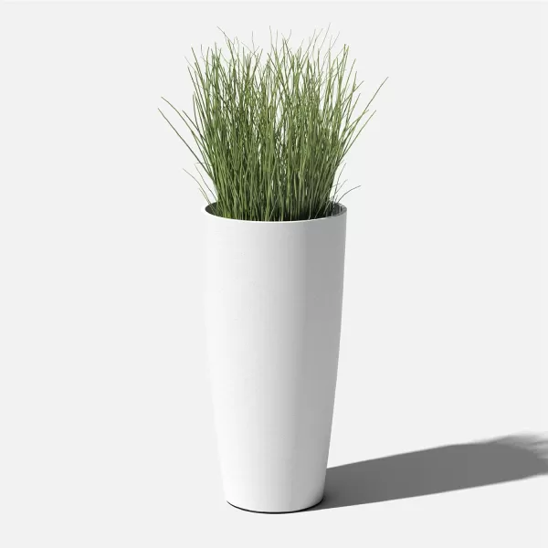 imageVeradek Mason Series Vega Planter  Round Tall Planter for Indoor or Outdoor PorchPatio  Made from Plastic ampamp Concrete with Drainage Holes  Modern Dcor for Flowers Interior PlantsWhite