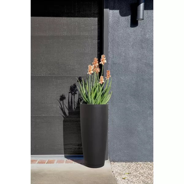 imageVeradek Mason Series Vega Planter  Round Tall Planter for Indoor or Outdoor PorchPatio  Made from Plastic ampamp Concrete with Drainage Holes  Modern Dcor for Flowers Interior PlantsBlack