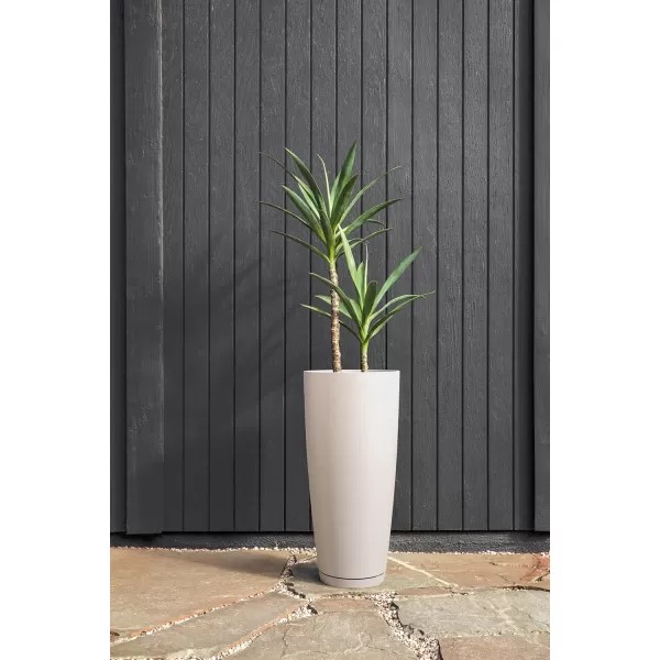 imageVeradek Mason Series Vega Planter  Round Tall Planter for Indoor or Outdoor PorchPatio  Made from Plastic ampamp Concrete with Drainage Holes  Modern Dcor for Flowers Interior PlantsWhite