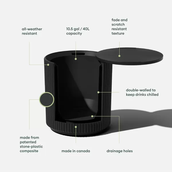 imageVeradek Outdoor Cooler Side Table  2 in 1 Black 21 inchBlack