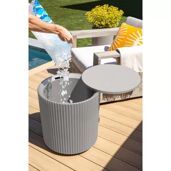 imageVeradek Outdoor Cooler Side Table  2 in 1 Black 21 inchGray