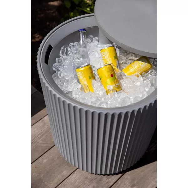 imageVeradek Outdoor Cooler Side Table  2 in 1 Black 21 inchGray