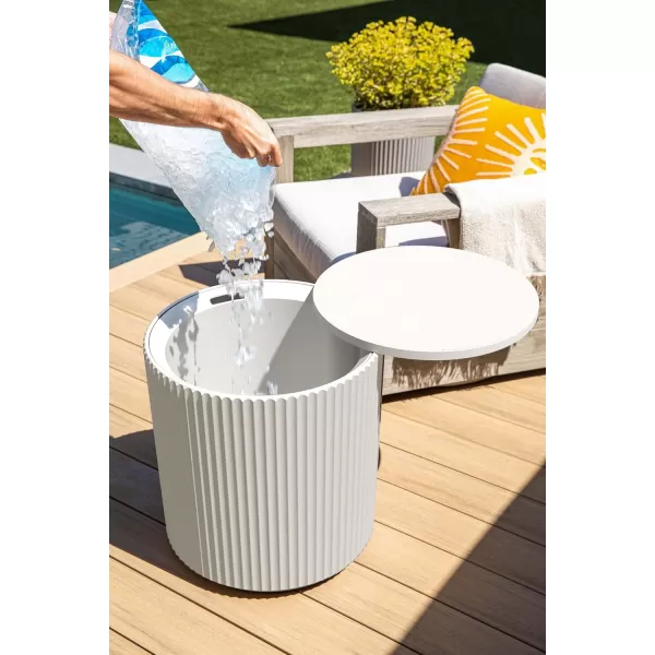 imageVeradek Outdoor Cooler Side Table  2 in 1 Black 21 inchWhite