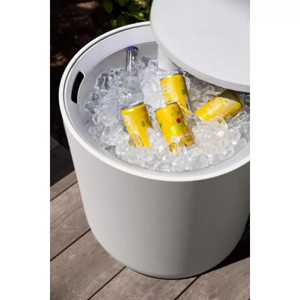 imageVeradek Outdoor Cooler Side Table  2 in 1 Black 21 inchWhite