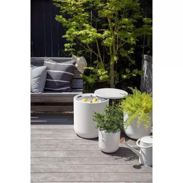 imageVeradek Outdoor Cooler Side Table  2 in 1 Black 21 inchWhite