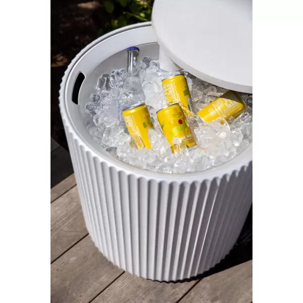 imageVeradek Outdoor Cooler Side Table  2 in 1 Black 21 inchWhite