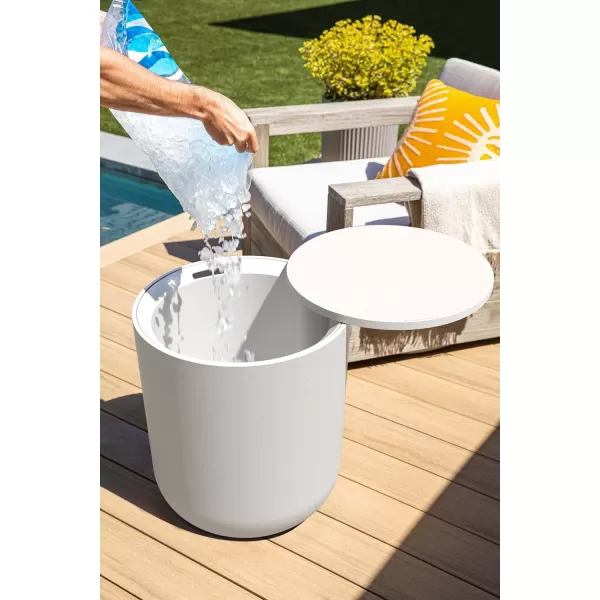 imageVeradek Outdoor Cooler Side Table  2 in 1 Black 21 inchWhite