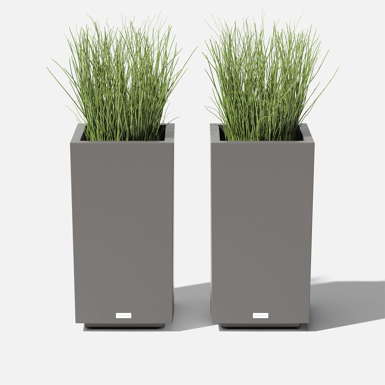 imageVeradek Block Series Pedestal Planter  Tall Planter for Indoor or Outdoor Front Porch  AllWeather Use with Removable Insert Bucket  Modern Dcor for Flowers Tall Trees Faux PlantsGray