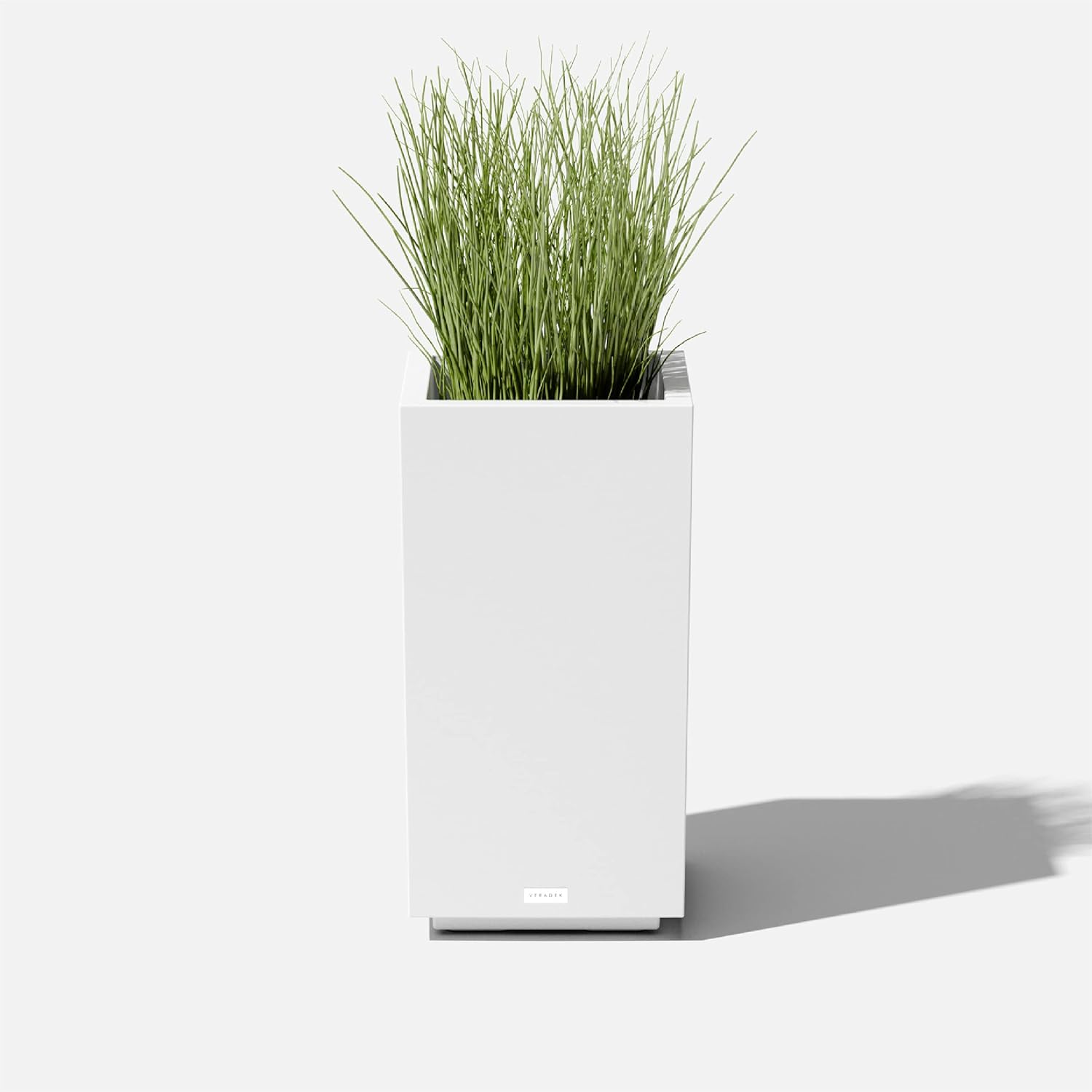 imageVeradek Block Series Pedestal Planter  Tall Planter for Indoor or Outdoor Front Porch  AllWeather Use with Removable Insert Bucket  Modern Dcor for Flowers Tall Trees Faux PlantsWhite