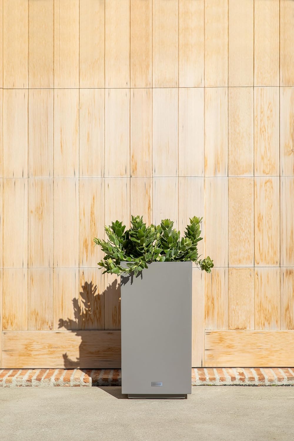 imageVeradek Block Series Pedestal Planter  Tall Planter for Indoor or Outdoor Front Porch  AllWeather Use with Removable Insert Bucket  Modern Dcor for Flowers Tall Trees Faux PlantsGray