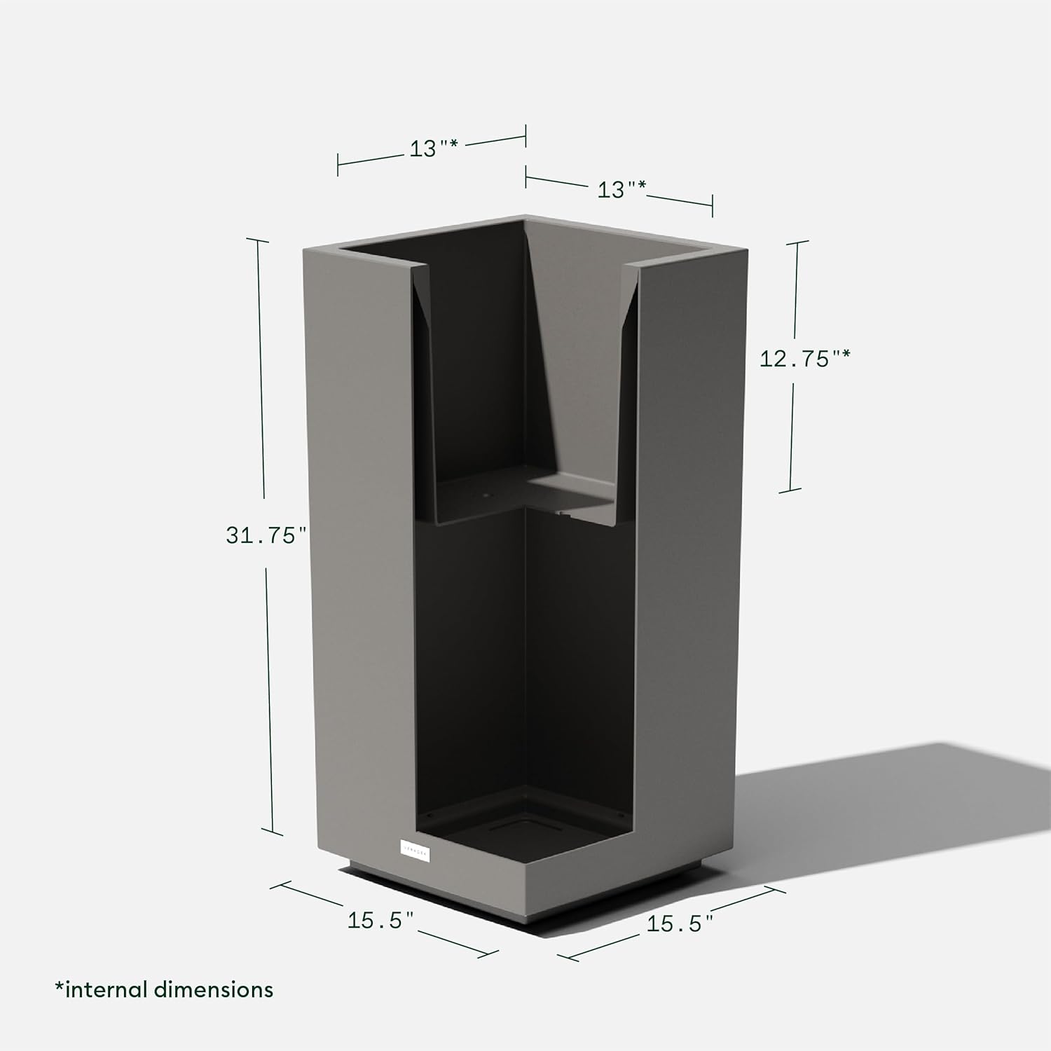 imageVeradek Block Series Pedestal Planter  Tall Planter for Indoor or Outdoor Front Porch  AllWeather Use with Removable Insert Bucket  Modern Dcor for Flowers Tall Trees Faux PlantsGray