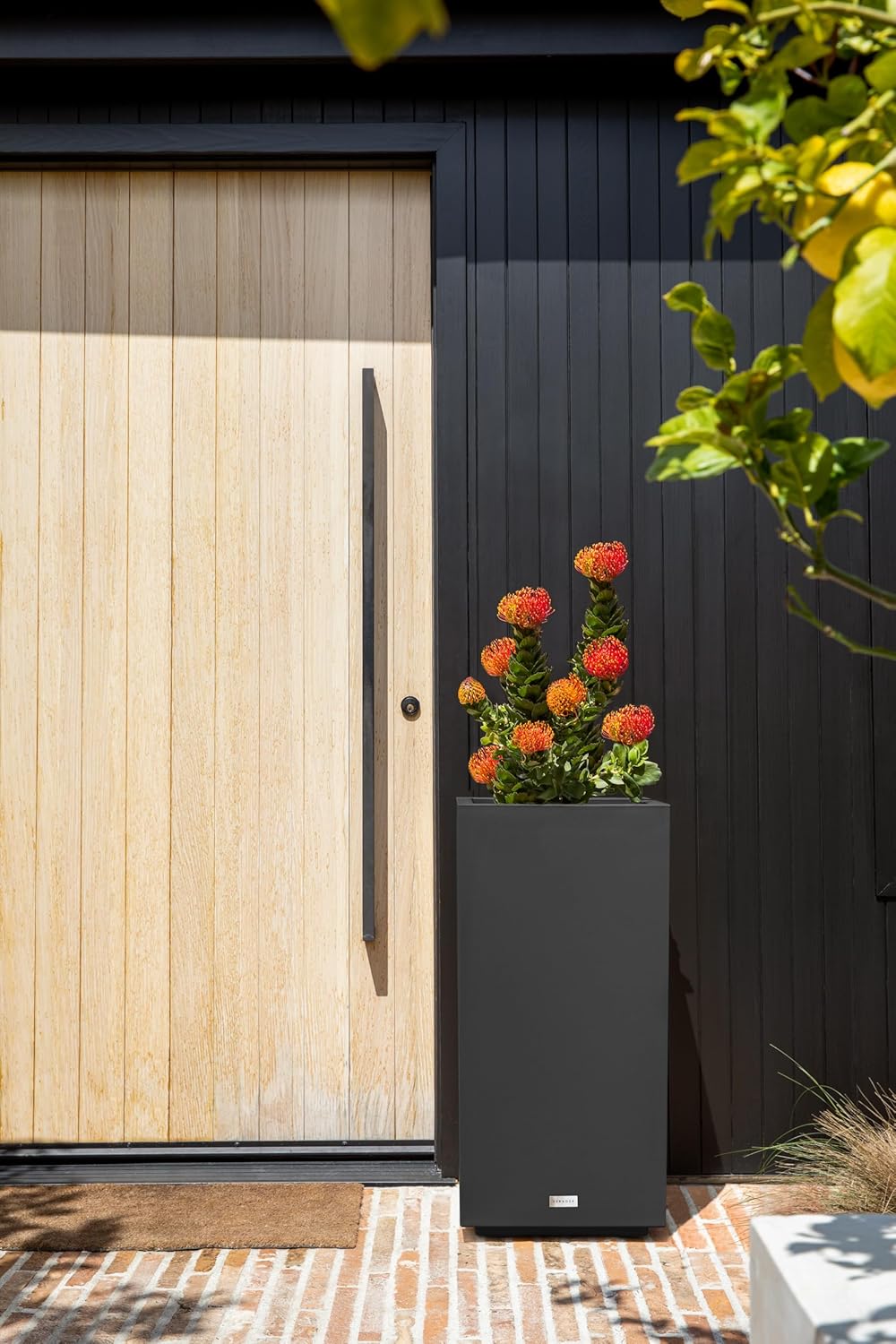imageVeradek Block Series Pedestal Planter  Tall Planter for Indoor or Outdoor Front Porch  AllWeather Use with Removable Insert Bucket  Modern Dcor for Flowers Tall Trees Faux PlantsBlack