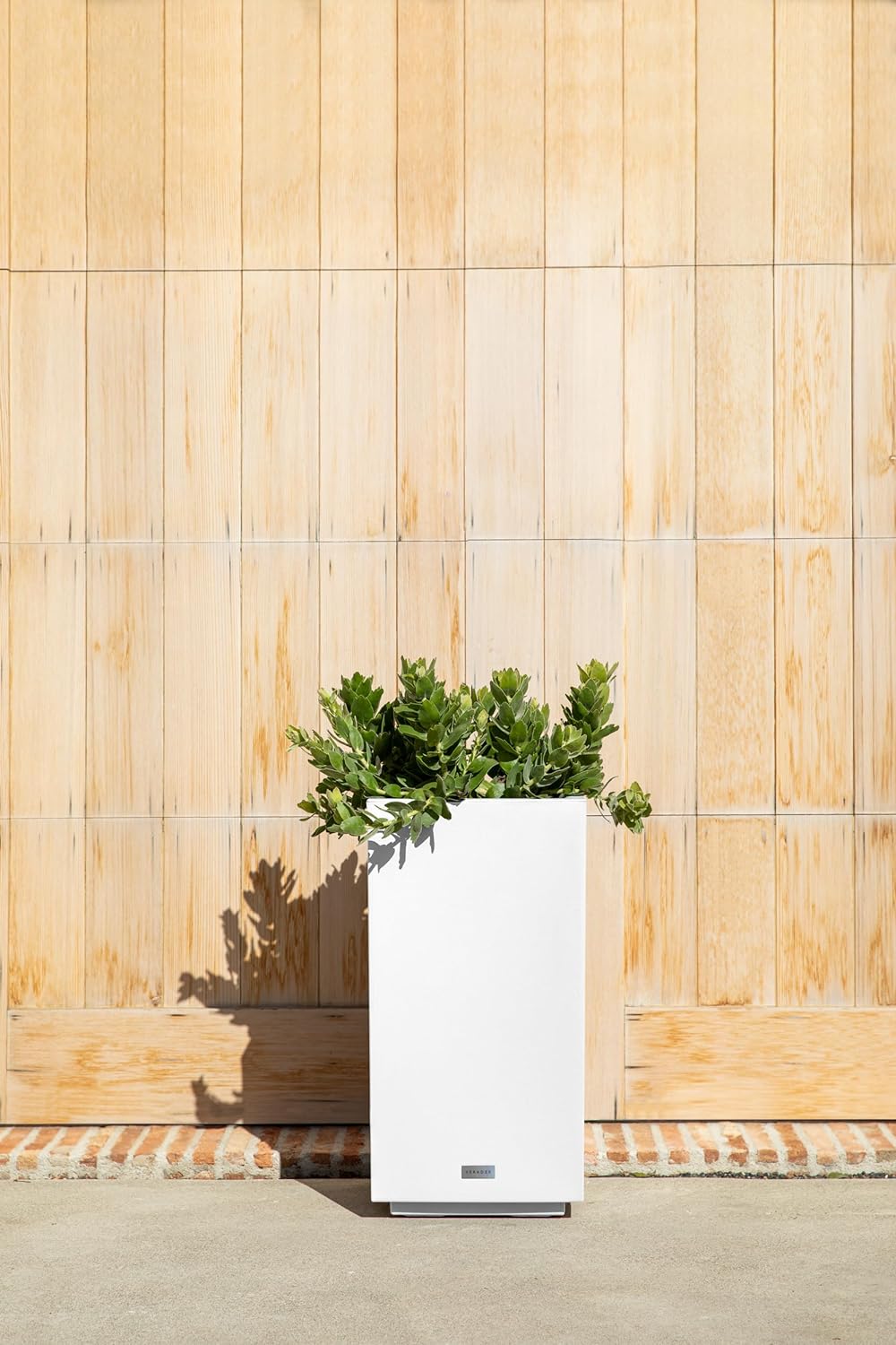 imageVeradek Block Series Pedestal Planter  Tall Planter for Indoor or Outdoor Front Porch  AllWeather Use with Removable Insert Bucket  Modern Dcor for Flowers Tall Trees Faux PlantsWhite
