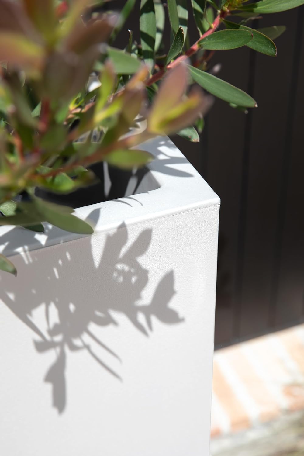 imageVeradek Block Series Pedestal Planter  Tall Planter for Indoor or Outdoor Front Porch  AllWeather Use with Removable Insert Bucket  Modern Dcor for Flowers Tall Trees Faux PlantsWhite